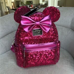 Loungefly Disney Magenta Sequin Backpack NWT